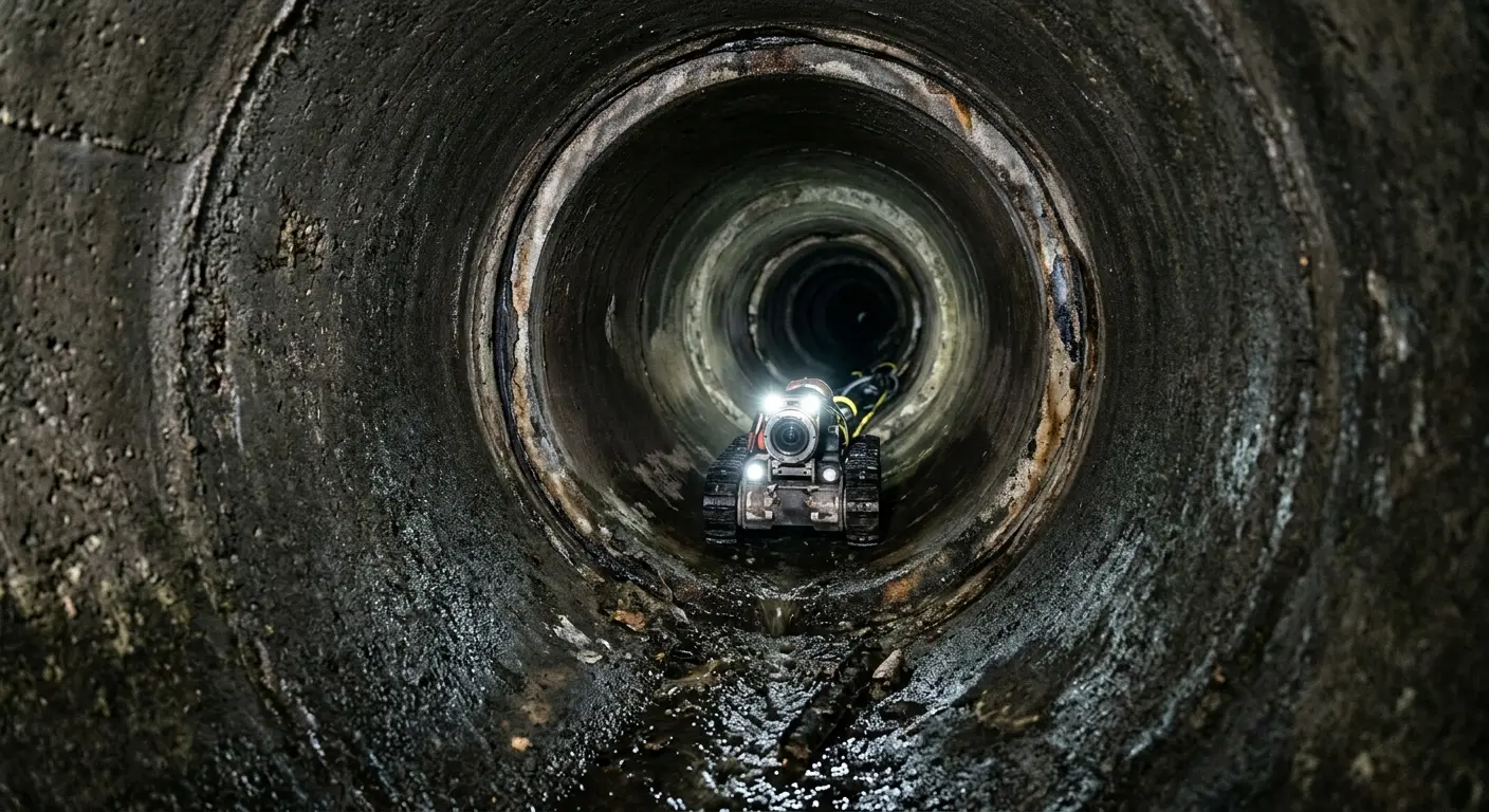 Robotic sewer camera inspecting pipe interior for Sewer Line Repair in Dayton